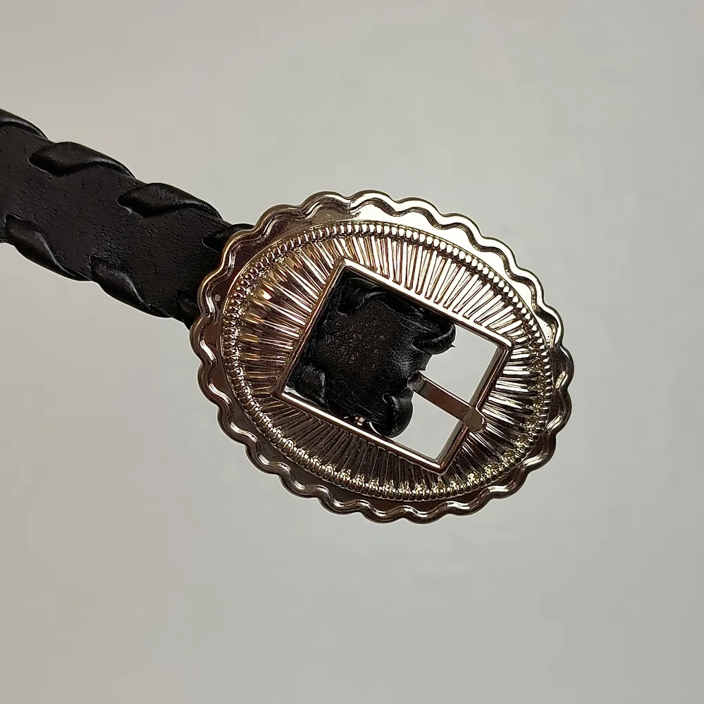 Western Concho Belt Black M/L Vegan Leather